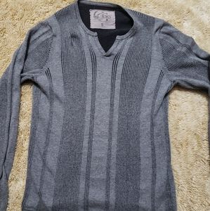 GUESS Mens V neck Sweater Gray size small